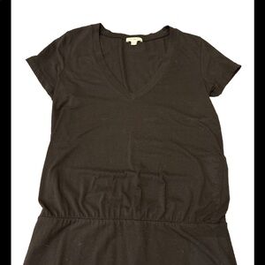 James Perse Standard Black V-Neck Short Sleeve Jersey Dress Size Medium